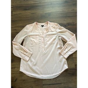 Talbots Womens Long sleeve sheer pink blouse Medium career wear casual EUC